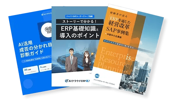 失敗しない導入のためのERP指南書中堅中小企業の導入事例付き、3点セット！