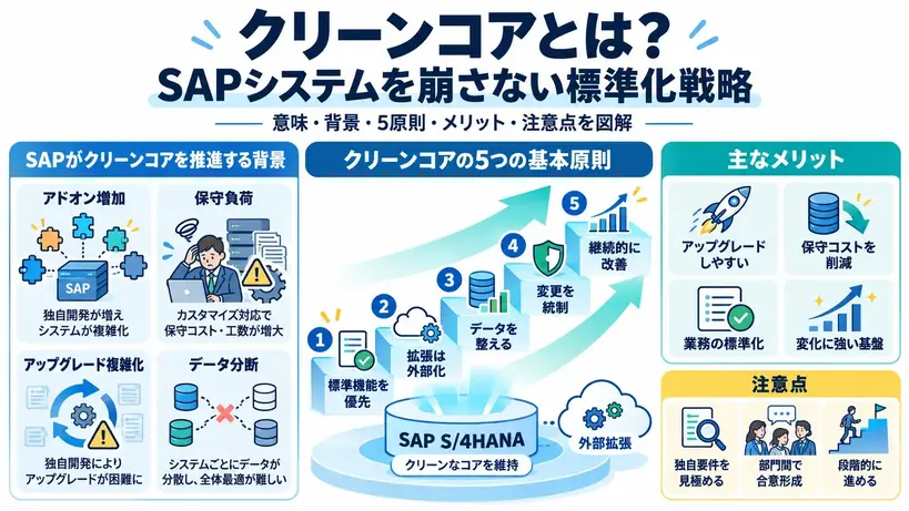 クリーンコアとは？SAPシステムを崩さない標準化戦略とメリット・実現手順