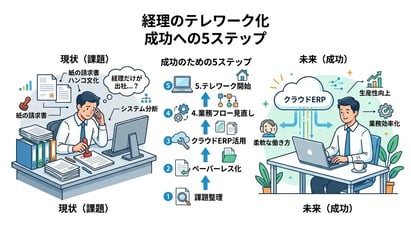 経理のテレワーク化を成功させる5つのステップ！導入の壁と解決策