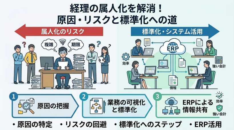 経理の属人化を解消するには？リスクと標準化への具体的なステップ