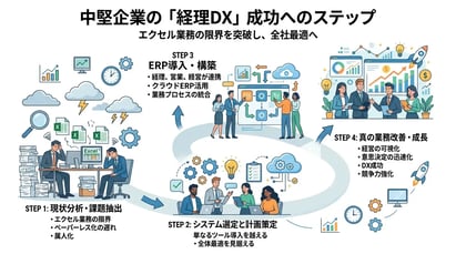 経理DXを成功に導く3つのステップ！進め方と失敗しないポイント