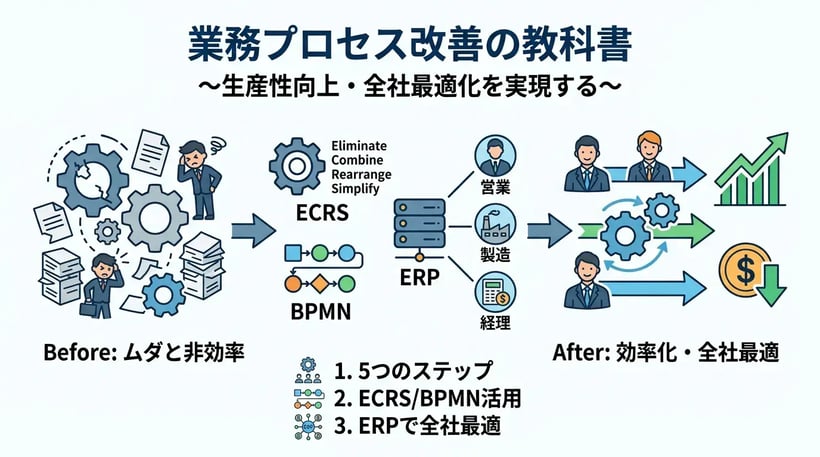 業務プロセス改善の進め方マニュアル！基本からITツール活用まで徹底解説