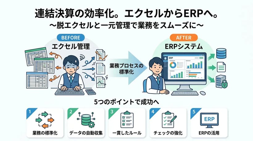 連結決算の効率化を成功させる5つのポイント！エクセル脱却からシステム導入まで