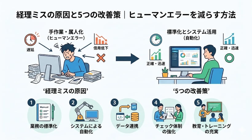 経理のミスはなぜ起きる？ヒューマンエラーを防ぐ5つの改善策