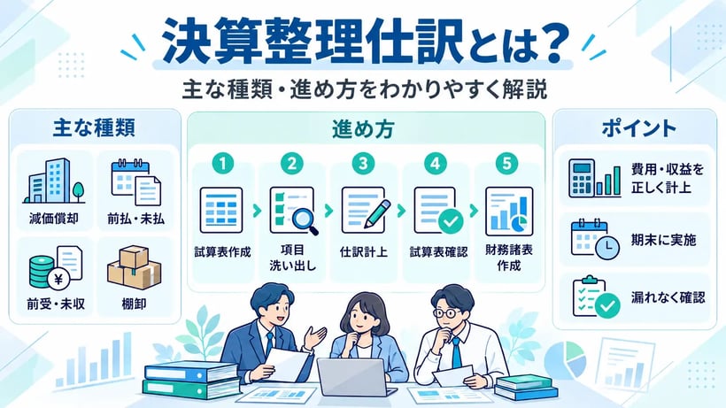 決算整理仕訳とは？主な種類・具体的な仕訳例・進め方をわかりやすく解説
