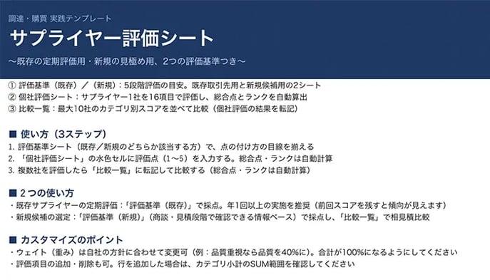 サプライヤー評価シート