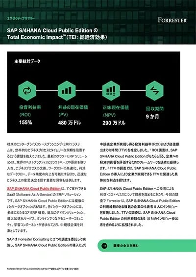 SAP S/4HANA Cloud Public Edition のTotal Economic Impact™（TEI: 総経済効果）